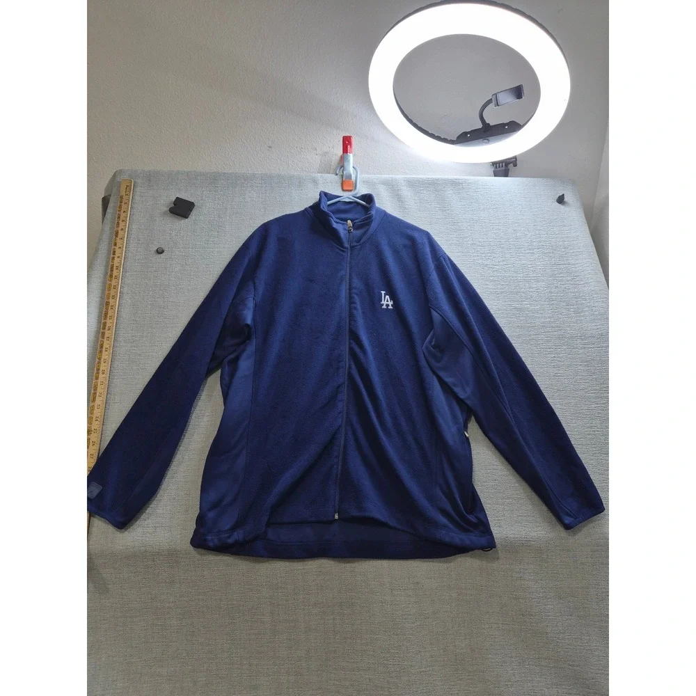 Antigua Los Angeles Dodgers Fleece Jacket Mens XL Blue Mock Neck Full Zip Winter